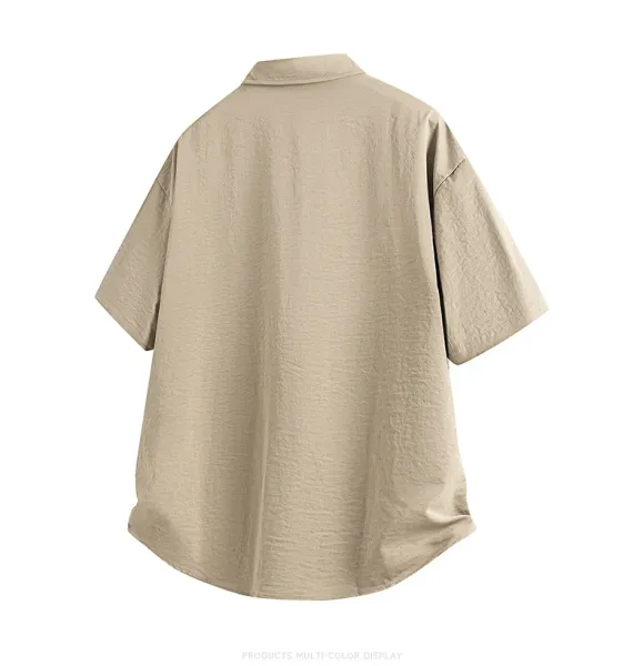 Design Oversized Short-Sleeve Shirt Beige Tops Shirt - 17