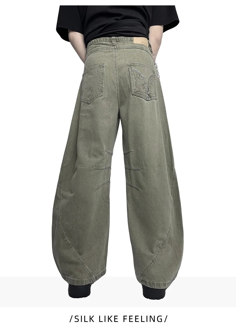 Design Wide-Leg Cargo Jeans Olive Green - 8