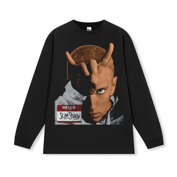 Design Slim Shady Graphic Long Sleeve T-Shirt Black - 1