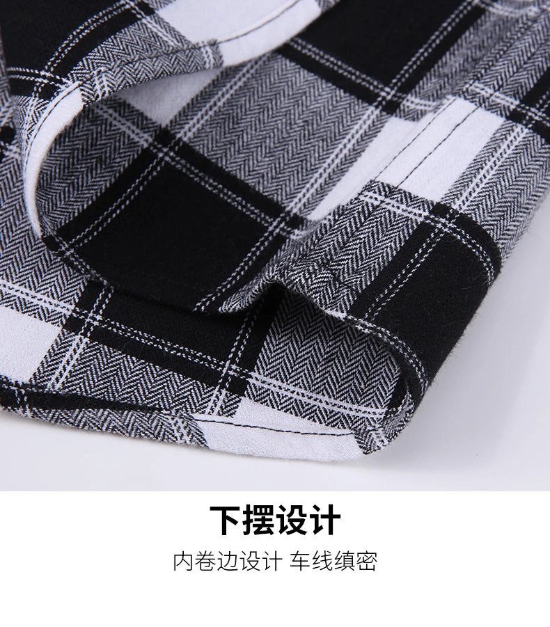 Design Flannel Shirt Brown Gray Plaid Long-Sleeve Shirt - 14
