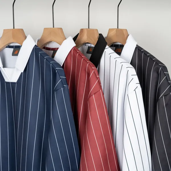 Design Pinstripe Polo Shirt Navy White Tops.polo - 15
