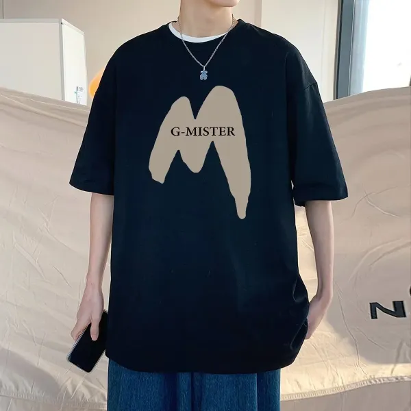 Design G-MISTER Graphic Print Black Oversized T-Shirt T-Shirts - 1