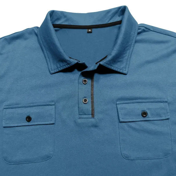 Design Utility Polo Shirt Army Green Long Sleeve Tops Polo - 13