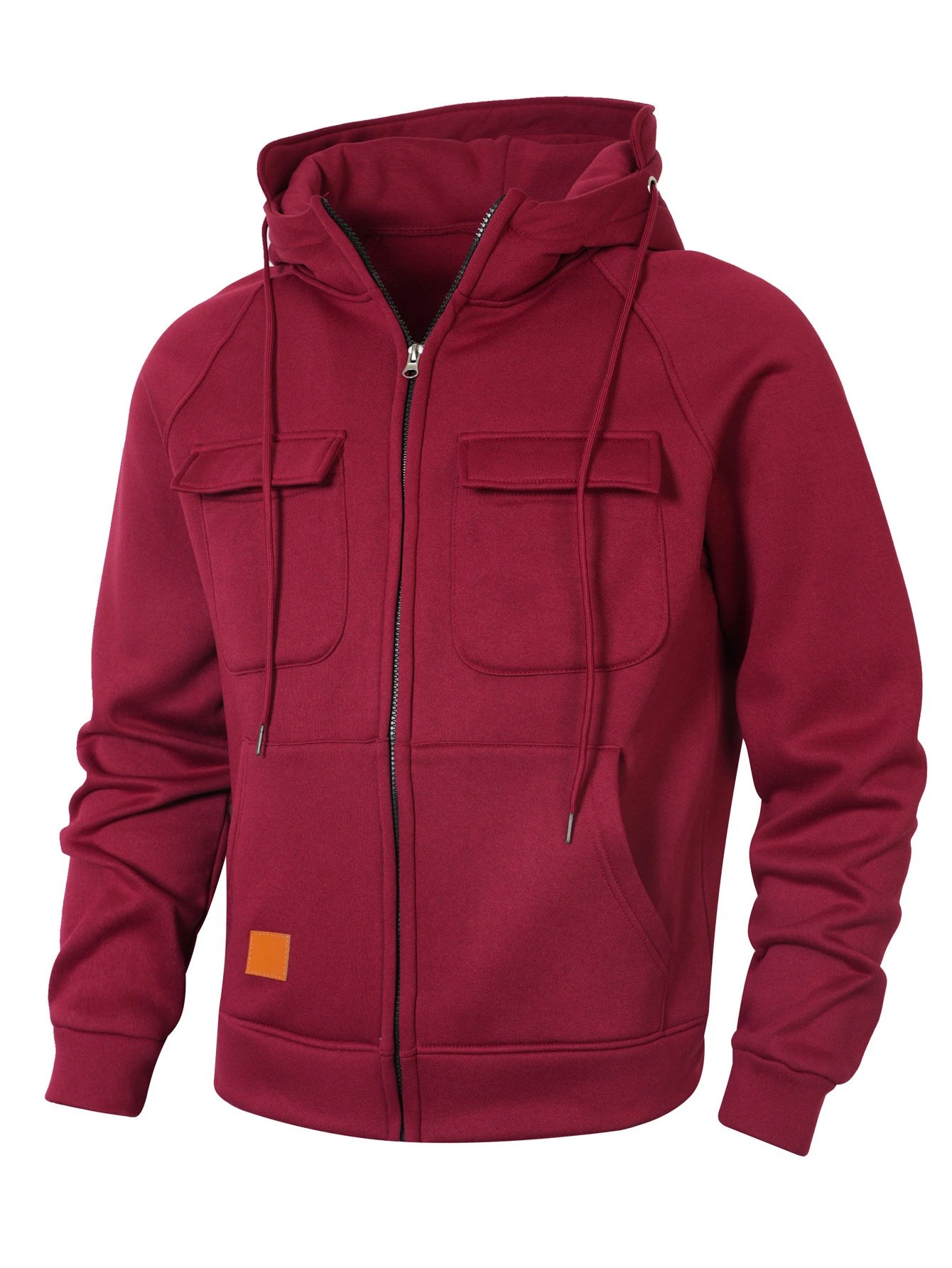 Design Zip-Up Hoodie with Utility Pockets Charcoal Gray Hoodie - 25