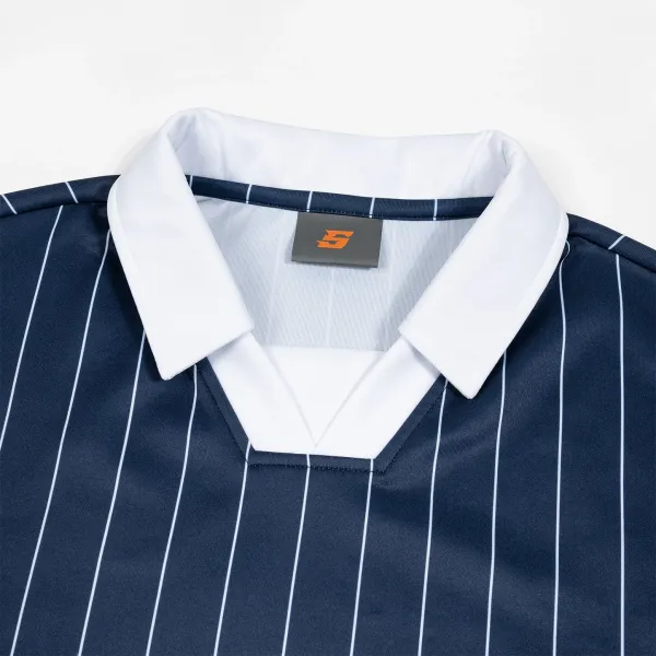 Design Pinstripe Polo Shirt Navy White Tops.polo - 16