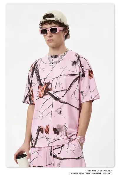 Design BE Thrived Camo Print Light Pink T-Shirt T-Shirts - 21
