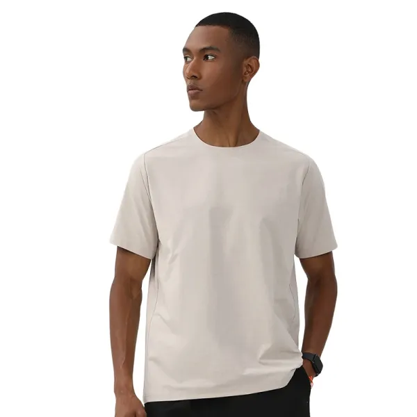 Design Minimalist Crewneck Beige T-Shirt - 1