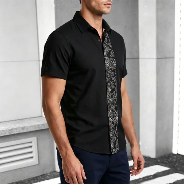 Design Paisley Panel Shirt Black - 15