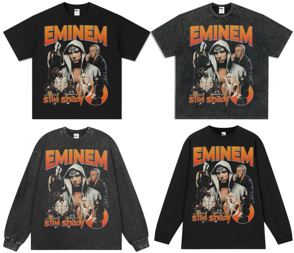 Design Eminem x The Slim Shady Graphic Washed Black T-Shirt T-Shirts - 10