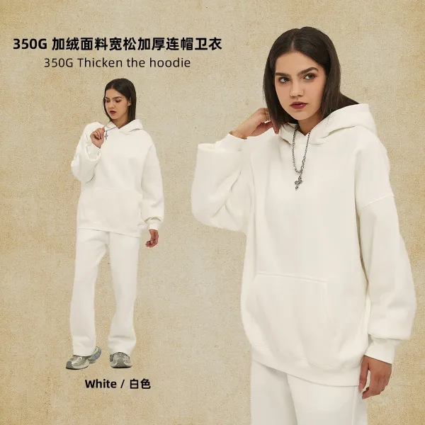 Design 350G Thickened Oversized Hoodie White Hoodie - 1