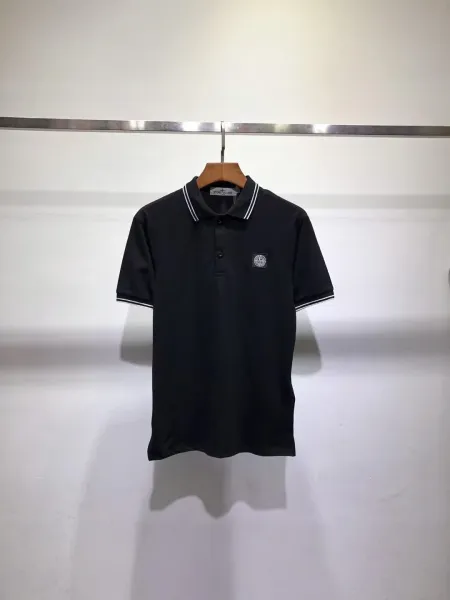 Design Classic Stripe Trim Polo Black Polo Shirt - 6