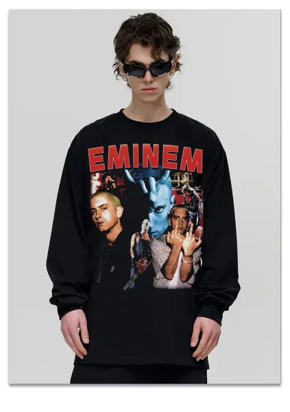Design Eminem x The Slim Shady Graphic Washed Black T-Shirt T-Shirts - 28
