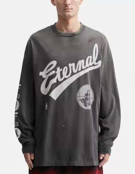 Design Graffiti Print Oversized Long-Sleeve T-Shirt White - 21