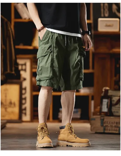 Design Cargo Shorts Black + Brown T-Shirt + Tan Boots - 10