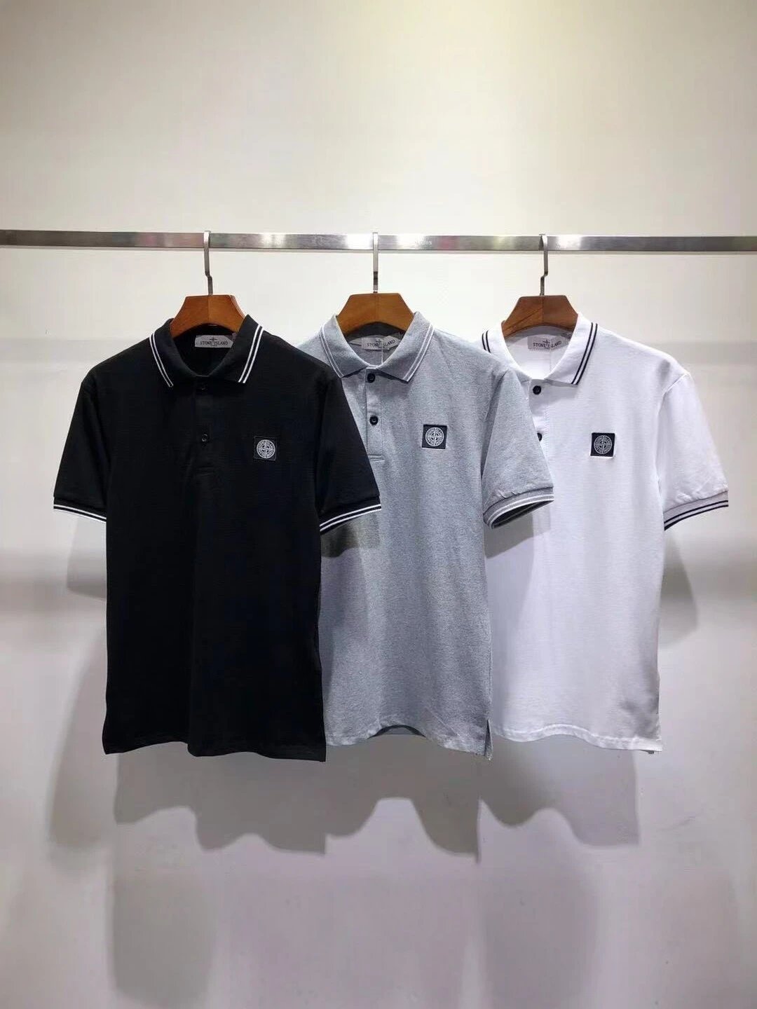 Design Classic Stripe Trim Polo Black Polo Shirt - 2