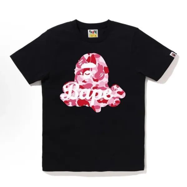 A Bathing Ape Camo Ape Head Pink Black T-Shirt - 1