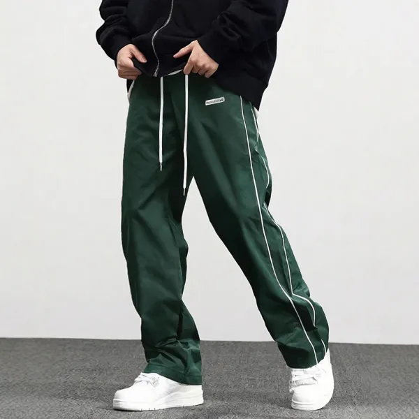 Design Track Pants Green with White Stripe Sweatpants - 1