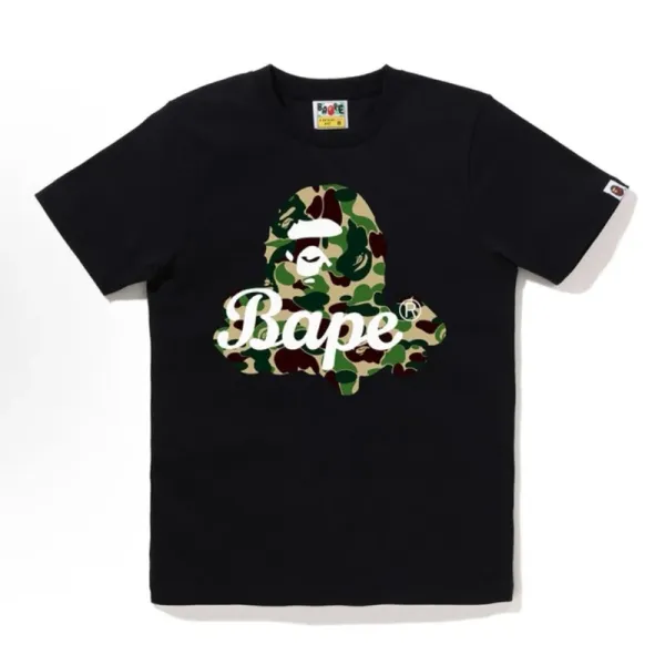 A Bathing Ape Camo Ape Head Logo Black T-Shirt - 1