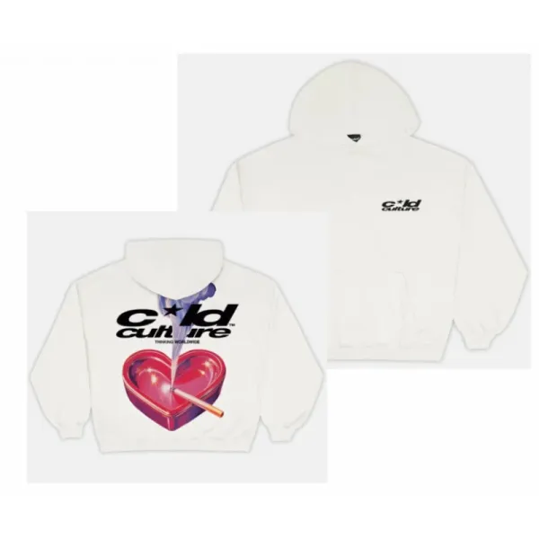 Design Cold Culture Heart Hoodie White Hoodie - 1