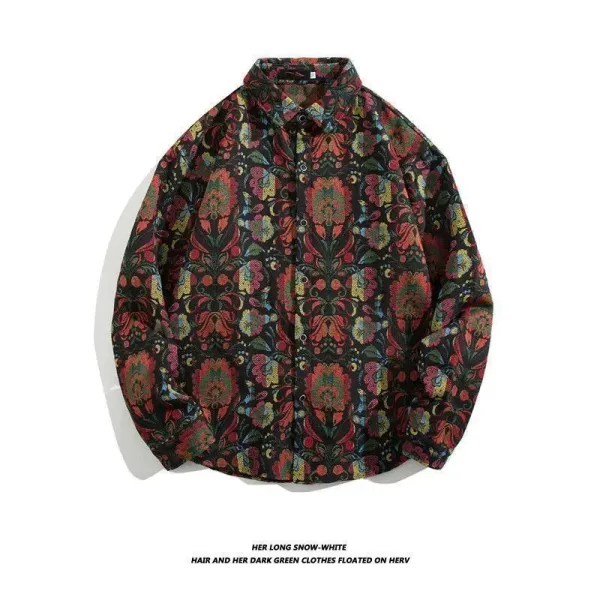 Design Floral Print Long-Sleeve Button-Up Shirt - 1