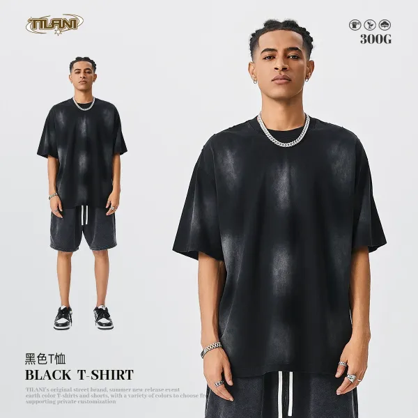 Design TLANI Black Washed Oversized T-Shirt T-Shirts - 1