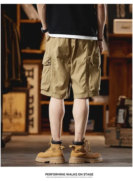 Design Cargo Shorts Black + Brown T-Shirt + Tan Boots - 18