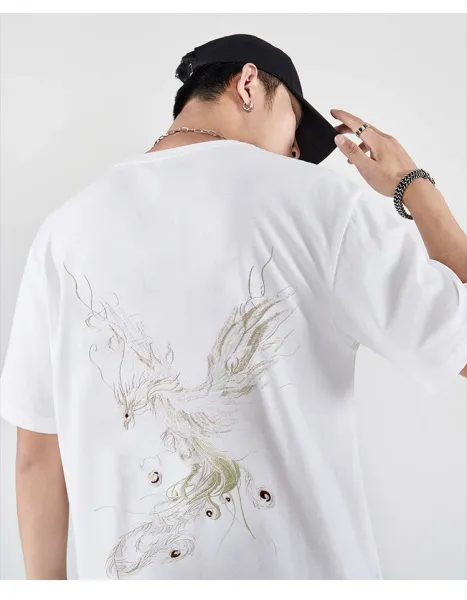 Design Phoenix Embroidered White T-Shirt - 19