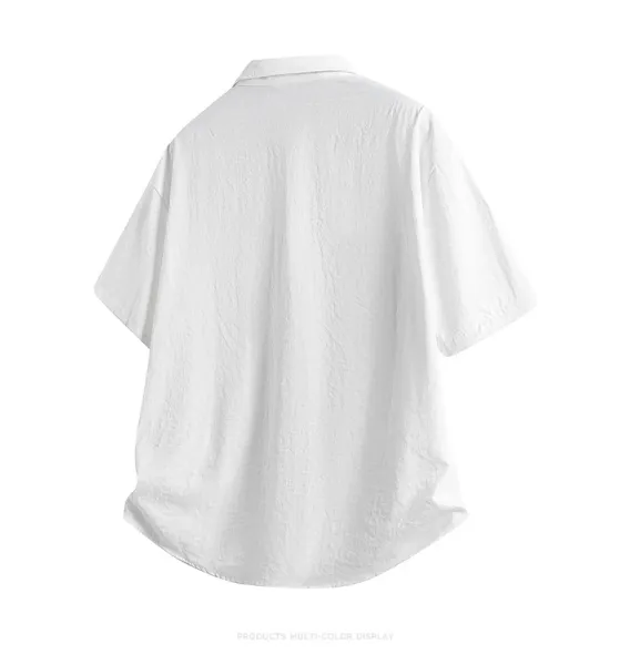 Design Oversized Short-Sleeve Shirt Beige Tops Shirt - 11