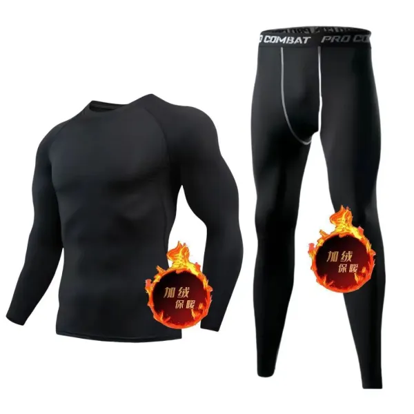 Design Combat Pro Compression Base Layer Set Black Activewear - 1