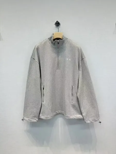 Design Half-Zip Pullover Sweatshirt Gray Hoodie - 1