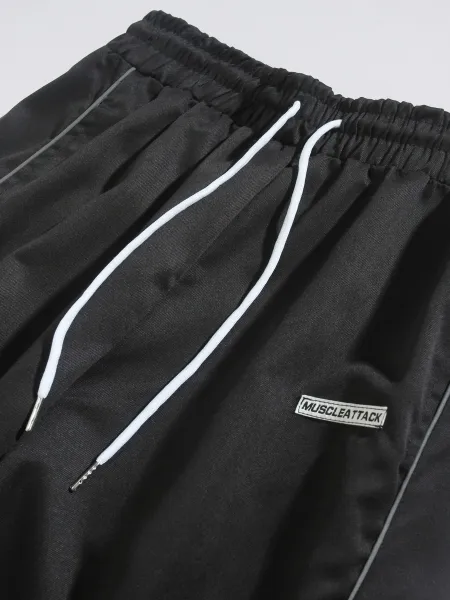 Design Muscle Attack Track Pants Black with White Stripe Sweatpants - 15