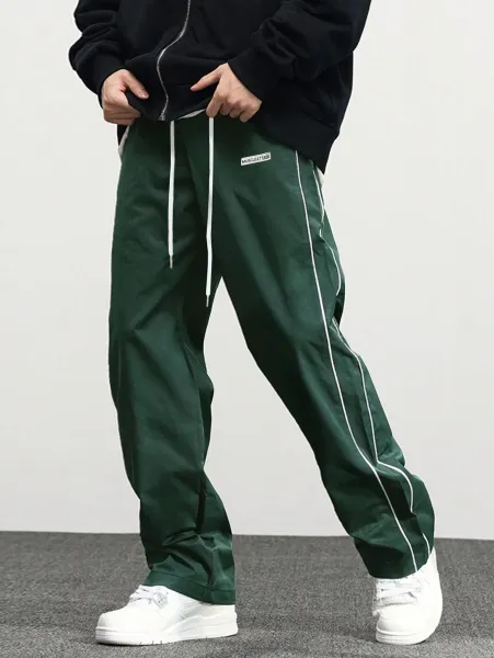 Design Muscle Attack Track Pants Black with White Stripe Sweatpants - 18
