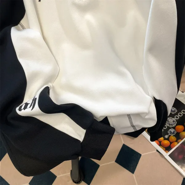 Design Half-Zip Polo Shirt White and Black Contrast Tops Polo - 8
