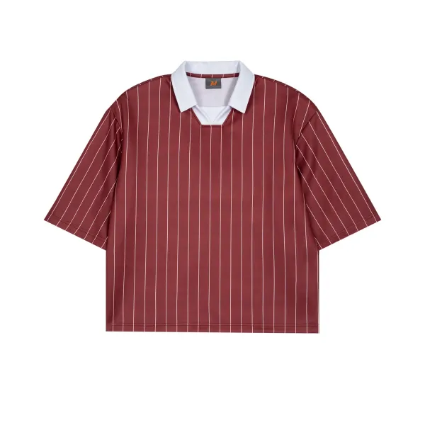 Design Pinstripe Polo Shirt Navy White Tops.polo - 22