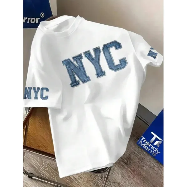 Design NYC Denim-Print Graphic T-Shirt White - 1