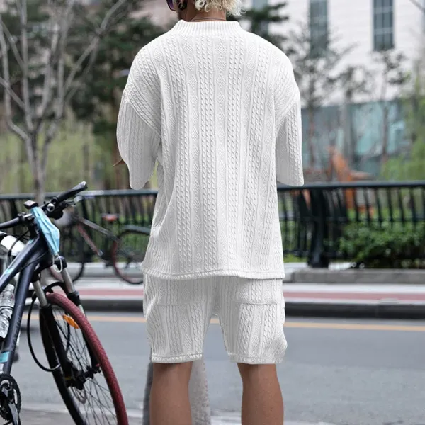 Design Knit V-Neck Oversized Set Gray - 21