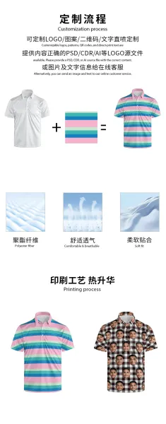 Design Depoga Striped Polo Pink Blue Green Polo Tops Polo - 7