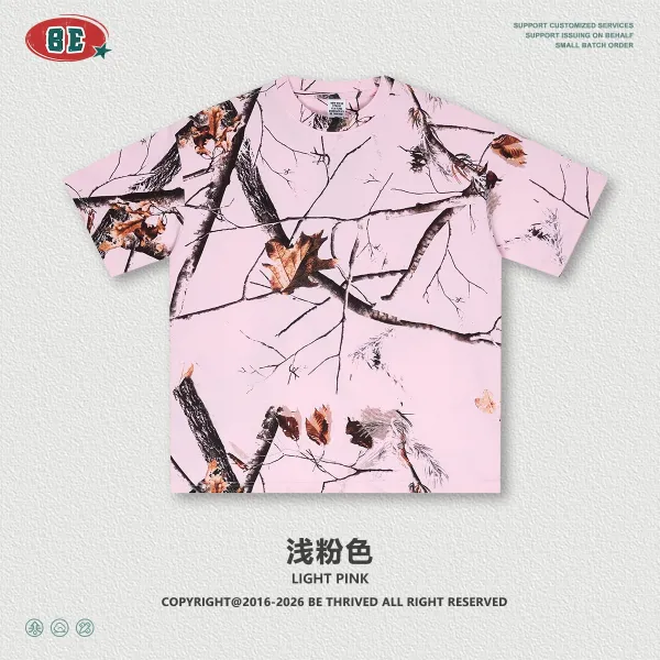 Design BE Thrived Camo Print Light Pink T-Shirt T-Shirts - 1
