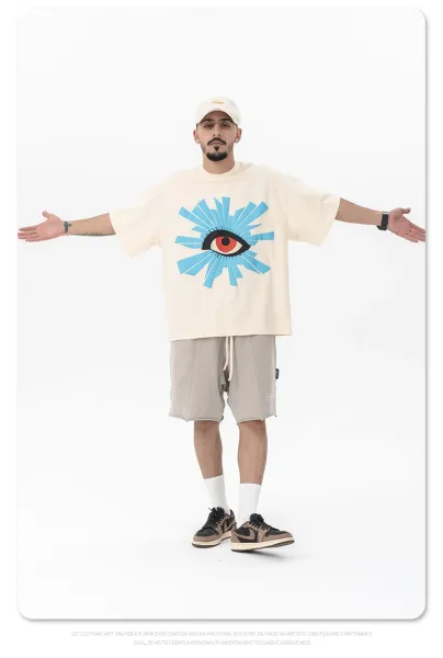 Design Eye Motif Oversized T-Shirt Charcoal Gray T-Shirt - 23