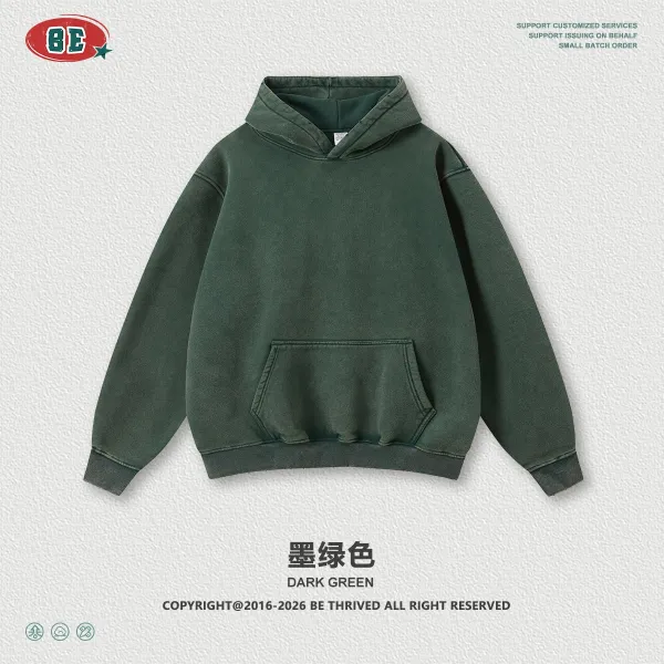 Design BE Thrived Dark Green Washed Hoodie - 1