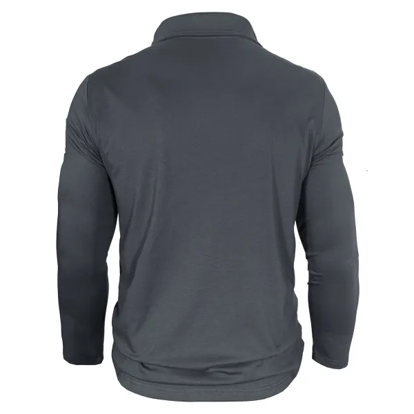 Design Utility Polo Shirt Army Green Long Sleeve Tops Polo - 27