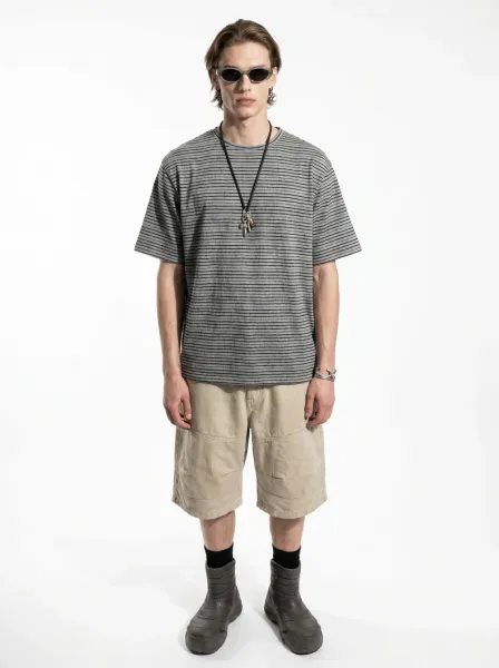 Design Striped Relaxed Fit T-Shirt White / Gray - 20