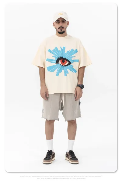 Design Eye Motif Oversized T-Shirt Charcoal Gray T-Shirt - 21