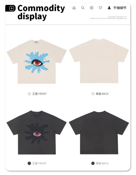 Design Eye Motif Oversized T-Shirt Charcoal Gray T-Shirt - 25