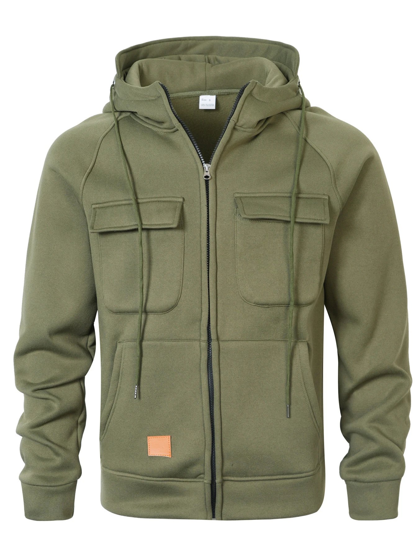 Design Zip-Up Hoodie with Utility Pockets Charcoal Gray Hoodie - 31