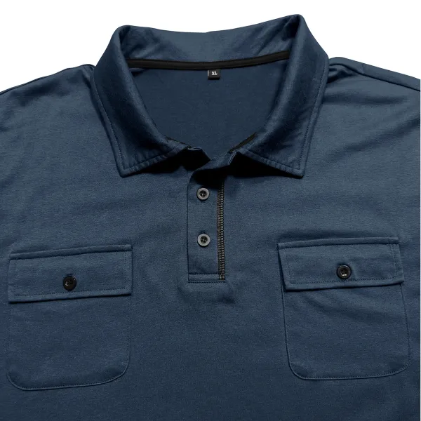 Design Utility Polo Shirt Army Green Long Sleeve Tops Polo - 33