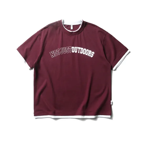 Design Not Just Outdoors Arch Logo T-Shirt Burgundy T-Shirts - 1