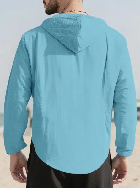 Design Hooded Button-Up Shirt Red - 17