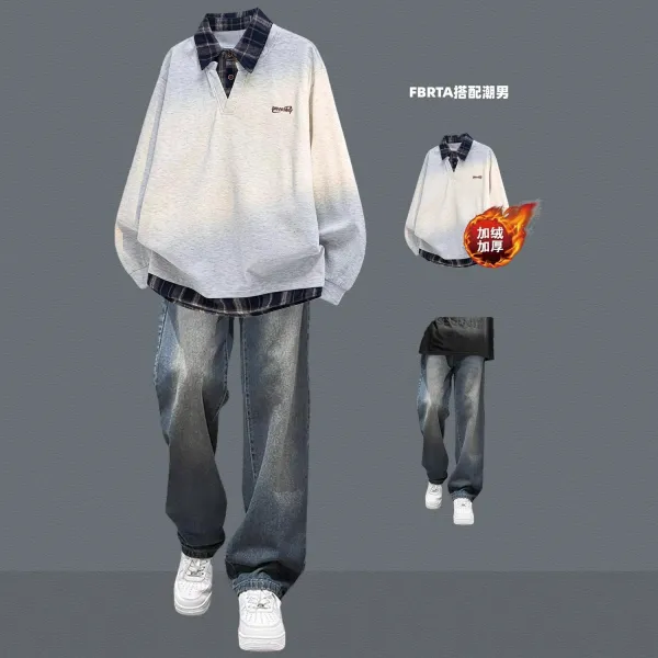 Design FBRTA Gradient Layered Polo Shirt Black Multicolor Jeans Set Tops.polo - 4