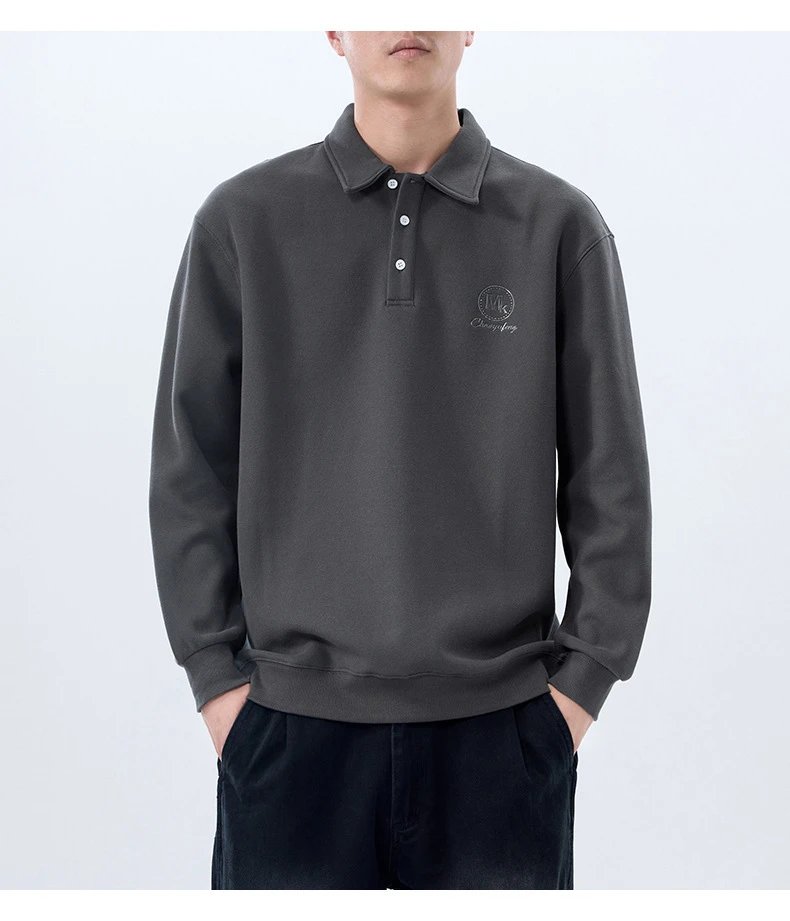 Design Polo Sweatshirt Gray Polo Shirt - 14